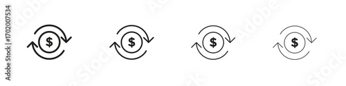 Cash flow icons illustrations collection on white background. Pixel perfect vector graphics