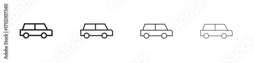 Car icons illustrations collection on white background. Pixel perfect vector graphics