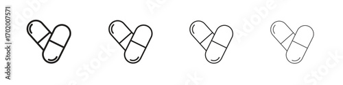 Capsule icons illustrations collection on white background. Pixel perfect vector graphics