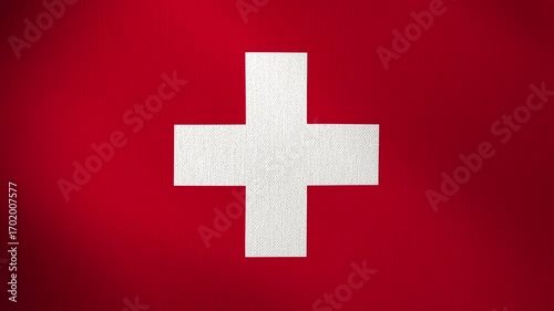 Switzerland flag fluttering in the wind, looped background. Flag fluttering in the wind. Concept of national day and occasions in the country.