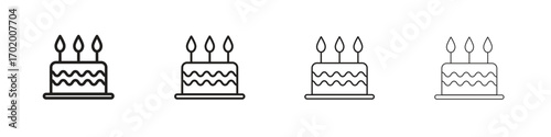 Cake icons illustrations collection on white background. Pixel perfect vector graphics