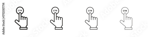 CTR icons illustrations collection on white background. Pixel perfect vector graphics