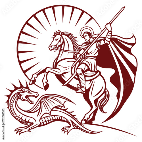 Saint George Slaying the Dragon Illustration