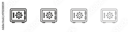 Bank vault icons illustrations collection on white background. Pixel perfect vector graphics