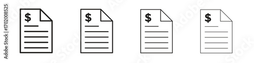 Bank statement icons illustrations collection on white background. Pixel perfect vector graphics