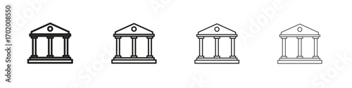Bank icons illustrations collection on white background. Pixel perfect vector graphics