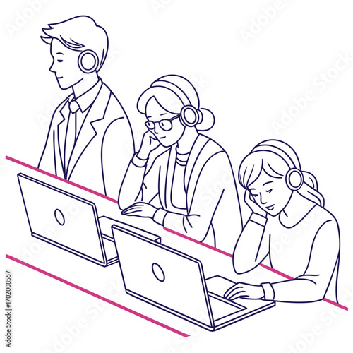 Office Work: Man and Woman on Laptops