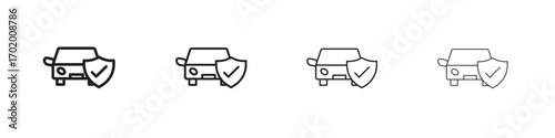Auto insurance icons illustrations collection on white background. Pixel perfect vector graphics