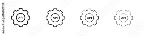 API icons illustrations collection on white background. Pixel perfect vector graphics