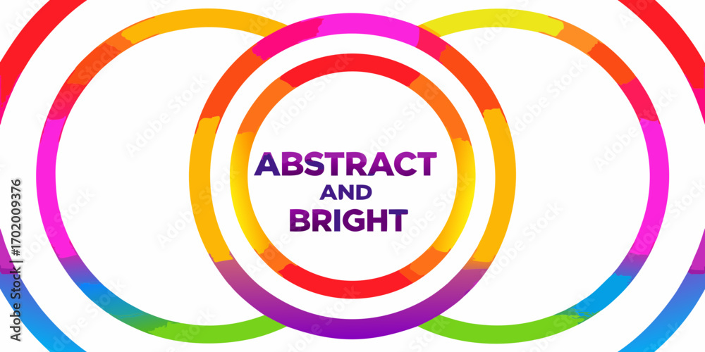 Fototapeta premium Abstract colorful concentric circles with bright gradient brush strokes and text overlay