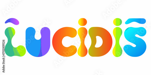 Colorful and playful word lucid is with a vibrant gradient and fluid shapes