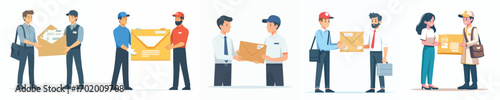 vector delivery delivers envelope documents to office workers