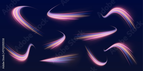 A pulse of luminous light travels across dark space, breaking into shimmering waves. Abstract motion background for sci-fi visuals. PNG