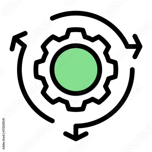 Corporate Mechanism Gear icon from the Corporate icon collection (Outline Color Lineal Style)