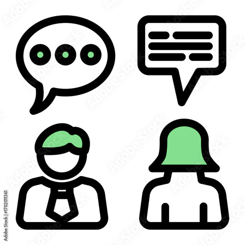 Business Meeting Dialogue icon from the Corporate icon collection (Outline Color Lineal Style)