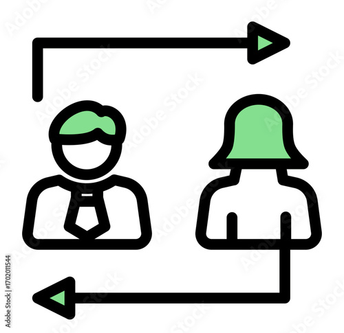 Corporate Teamwork Alliance icon from the Corporate icon collection (Outline Color Lineal Style)