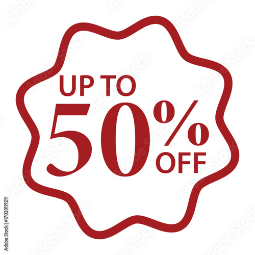 up to 50% off Tags, Discount, sale, label, badge red color