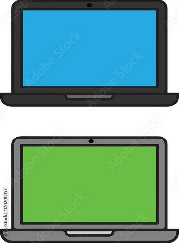 Laptops in Blue and Green Screen