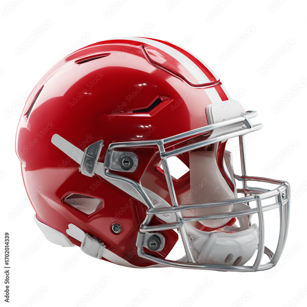 Fototapeta premium Red american football helmet isolated on transparent background