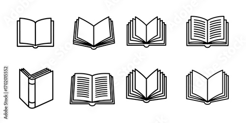 Collection of Open and Closed Book Icons open book