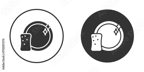 Washing dishes icons collection. Filled flat icons