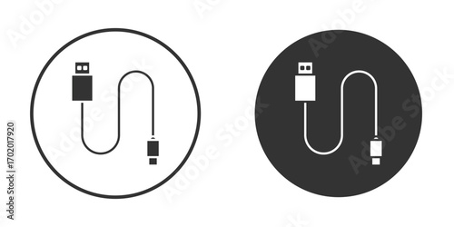 USB cable icons collection. Filled flat icons