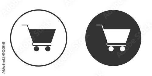 Shopping trolley icons collection. Filled flat icons