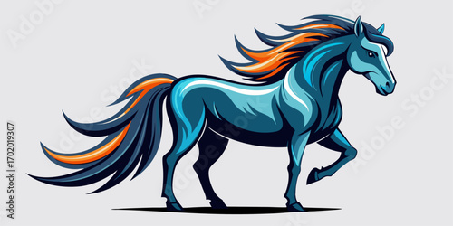 Illustration of a picture to support the idea. The stallion with its windblown mane creates the horse's strong and imposing character.
