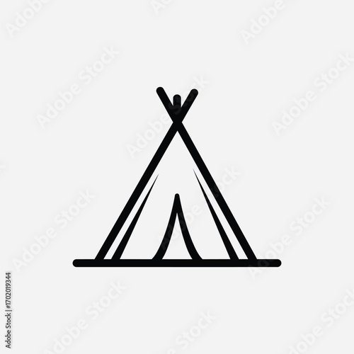 Vector art of simple line art of a teepee