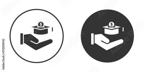 Scholarship fund icons collection. Filled flat icons