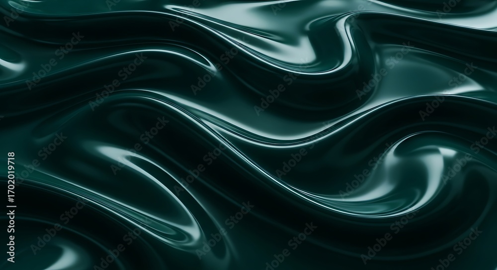 Fototapeta premium a deep green fabric with smooth flowing folds and shadows