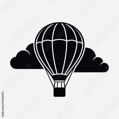 Vector art of hot air balloon with clouds