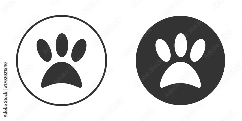 Fototapeta premium Paw icons collection. Filled flat icons