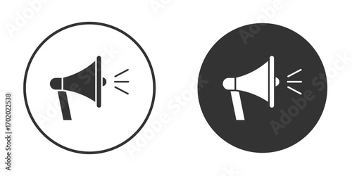 Megaphone icons collection. Filled flat icons
