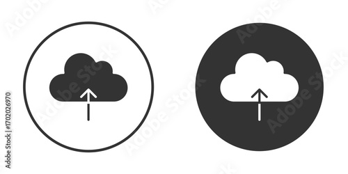 Cloud upload icons collection. Filled flat icons