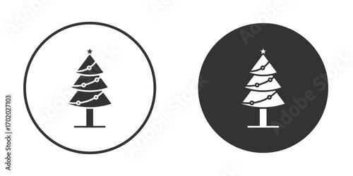 Christmas tree icons collection. Filled flat icons