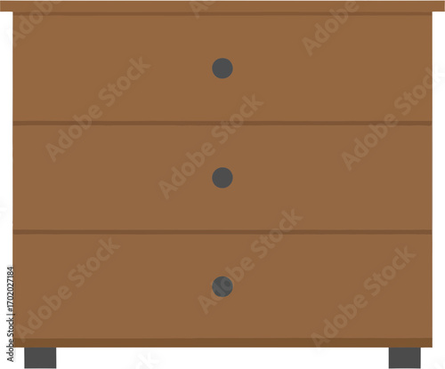 Simple Flat Style Brown Dresser Cabinet with Three Drawers Furniture