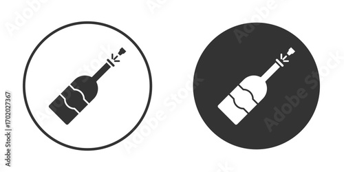 Champagne bottle icons collection. Filled flat icons