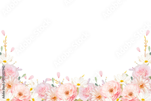 Watercolor flowers background vector for design.