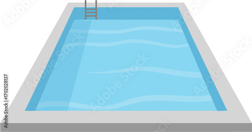 Simple Flat Design Illustration of Swimming Pool with Ladder Element