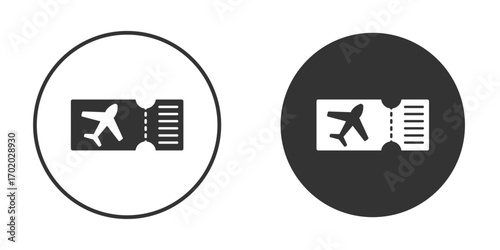 Airline ticket icons collection. Filled flat icons