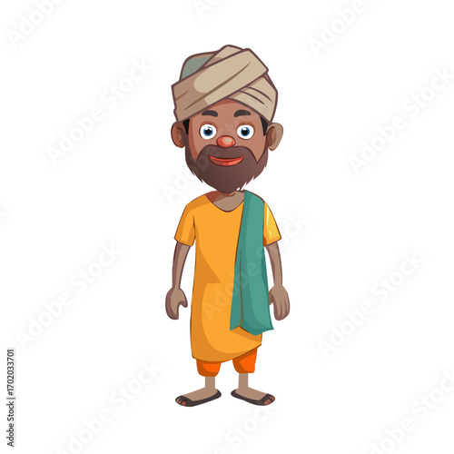 Indian village poor man cartoon character design for 2d animation