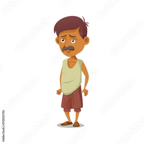 Indian village poor man cartoon character design for 2d animation