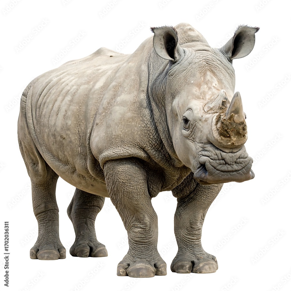 Obraz premium White rhinoceros, front view