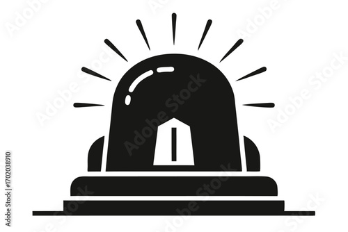 Black Silhouette of a Siren with Light Rays Emanating, Emergency Vehicle Style