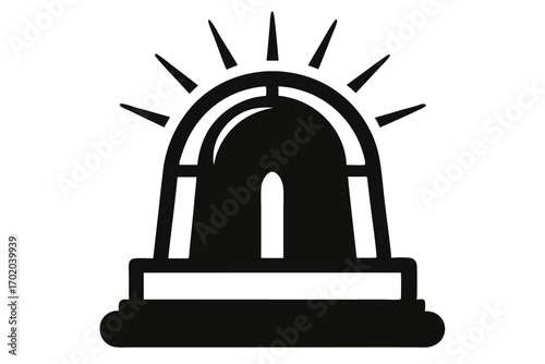 Black Emergency Siren Icon, Warning Light, Vehicle Signal, Emergency Beacon Illustration