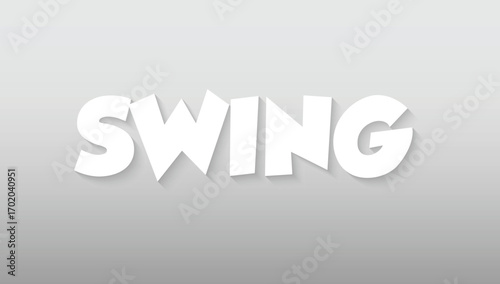 This graphic piece beautifully captures the essence of rhythmic motion, bringing the word "SWING" to life with a fluid and playful typographic design. The letters, rendered in a clean, bright white, a