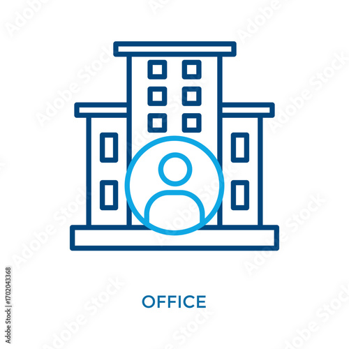 Office Icon Outline Color Style. Vector Illustration For Graphic Design