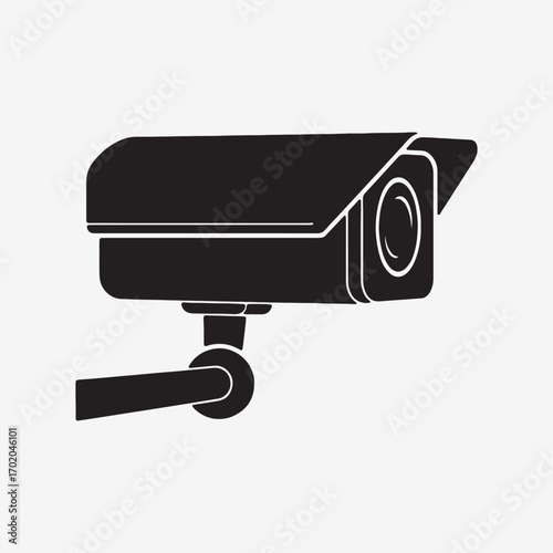 Security camera. Line icon with shadow on white background