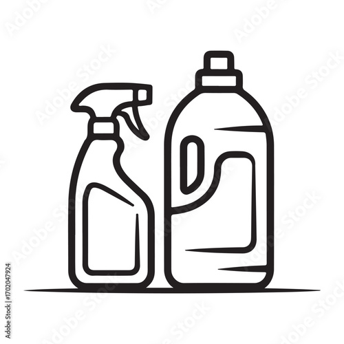Cleaning spray and detergent bottle icons
